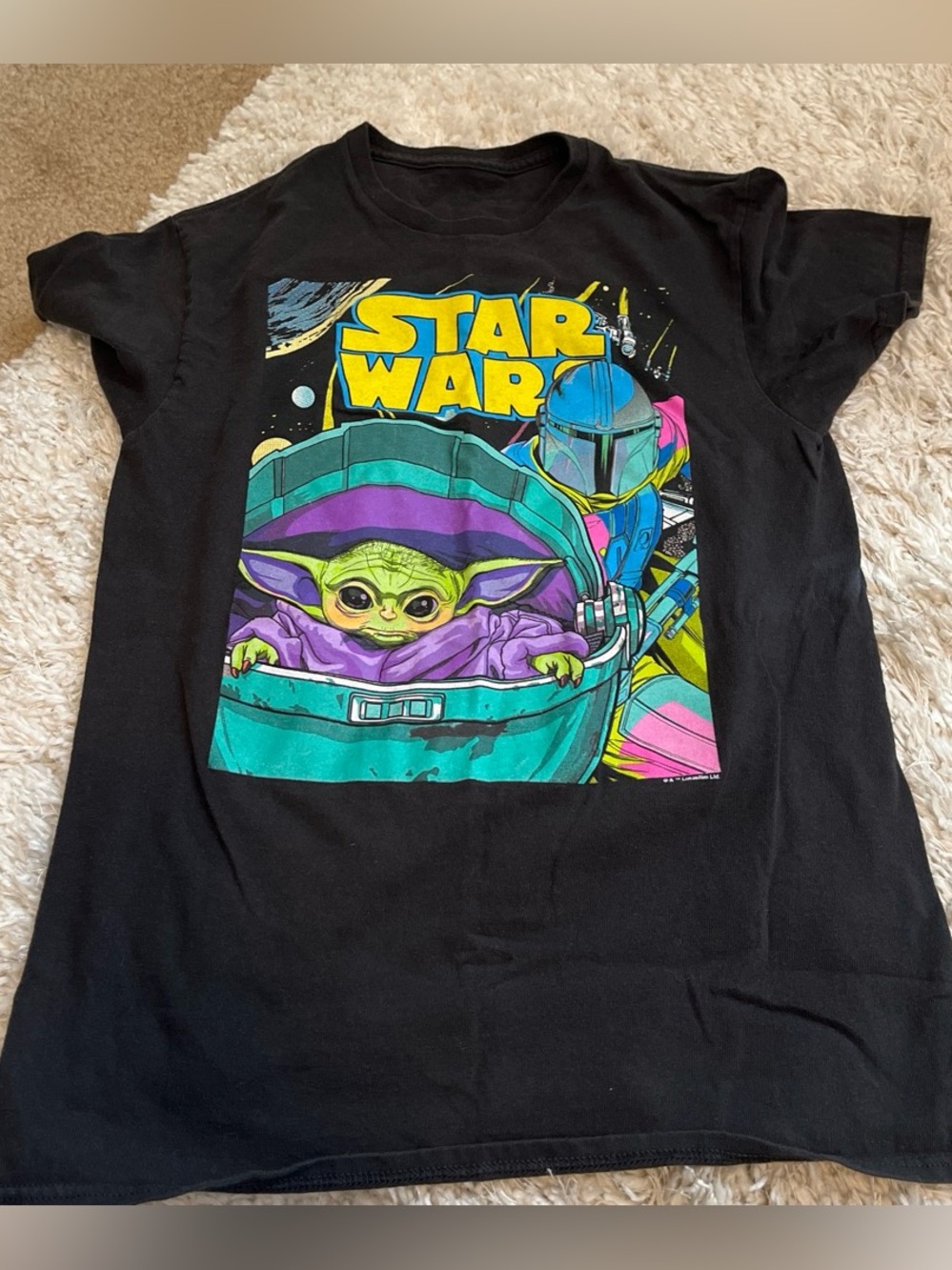 Star Wars Black T-Shirt with Grogu Graphic
